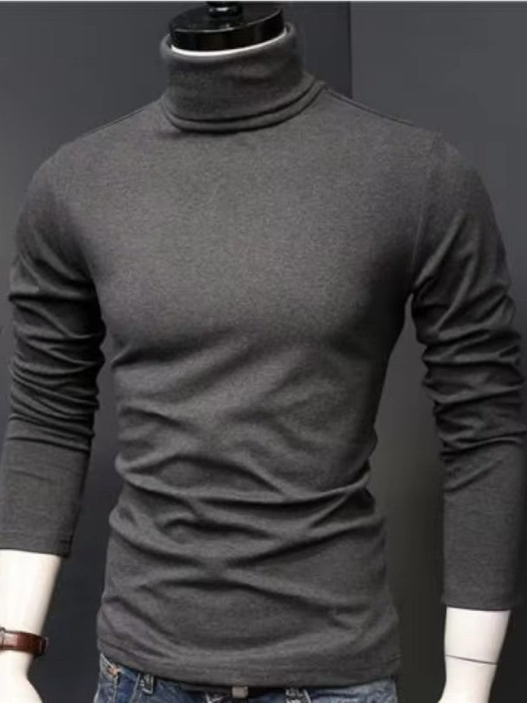 Autumn/winter Half Polo Turtle Neck Sweater Men's Korean Style Loose Fit Color Medium Neck Knit Base Layer Top Sleeve Inner