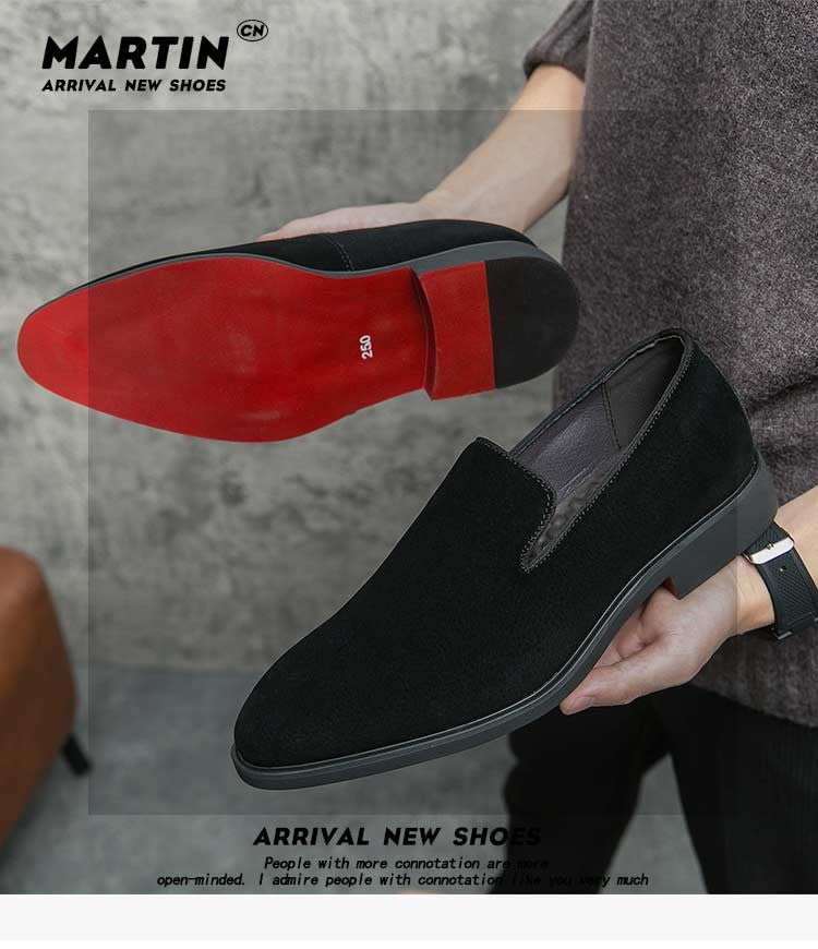New In Red Bottom Shoes for Men Loafers Flock Solid Slip-On Party Men Dress Shoes Size 38-48 Free Shipping Men Shoes