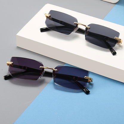 Óculos de Sol Retangulares sem Aro Modernos Populares Femininos Masculinos Óculos de Sol Pequenos Quadrados Para Mulheres Homens Viagem de Verão Oculos