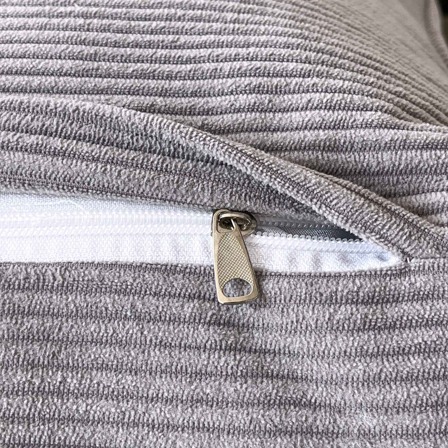 Casual Striped Wedge Floor Pillow Cushion with Side Storage Soft Fluffy Back Support Zippered Cover Hand Wash Gifts for Family