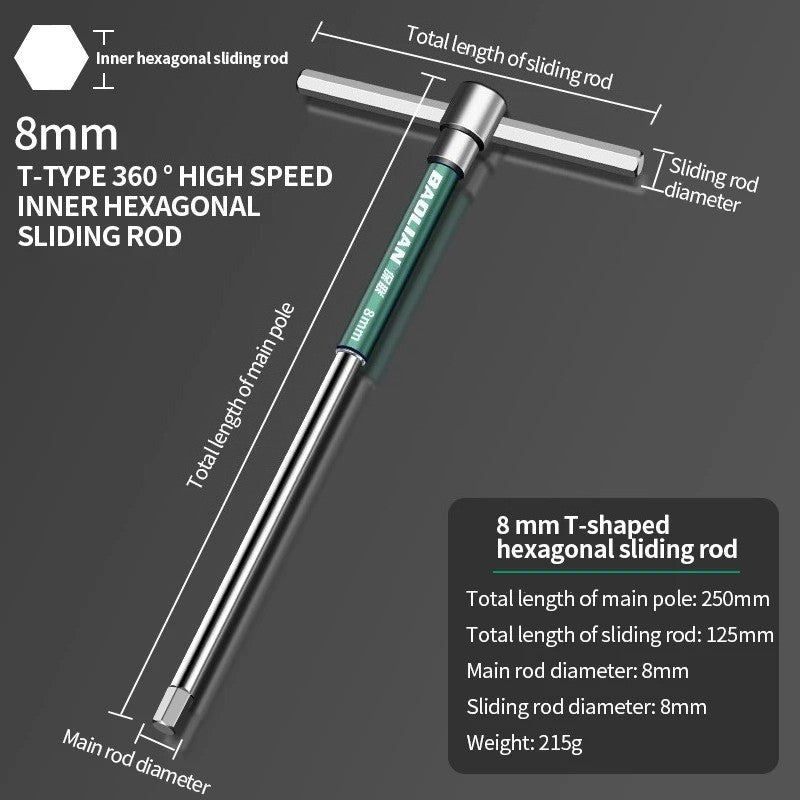 Chave de fenda Torx T/L 2.5/3/4/5/6/8/10mm Chave Allen Tipo T Cromada Chave Inglesa em Forma de T Ferramenta Manual Chave de Boca Tipo T Estendida