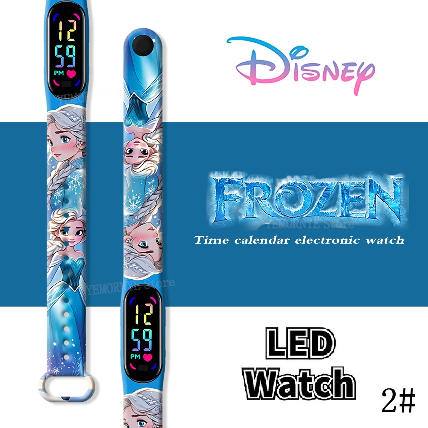 Disney Frozen Digital Kids' Watches Anime Figures LED Luminous Watch Touch Waterproof Electronic Sports Watch Kids Birthday Gift