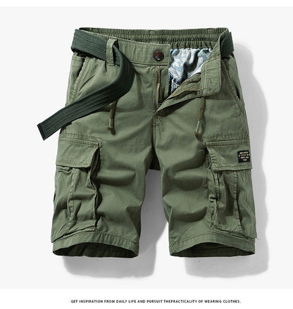 Men's Casual Loose Cotton Work orts American Retro Sle Five-Quarter Length Youth Faion Summer Apparel Straight Leg Fit