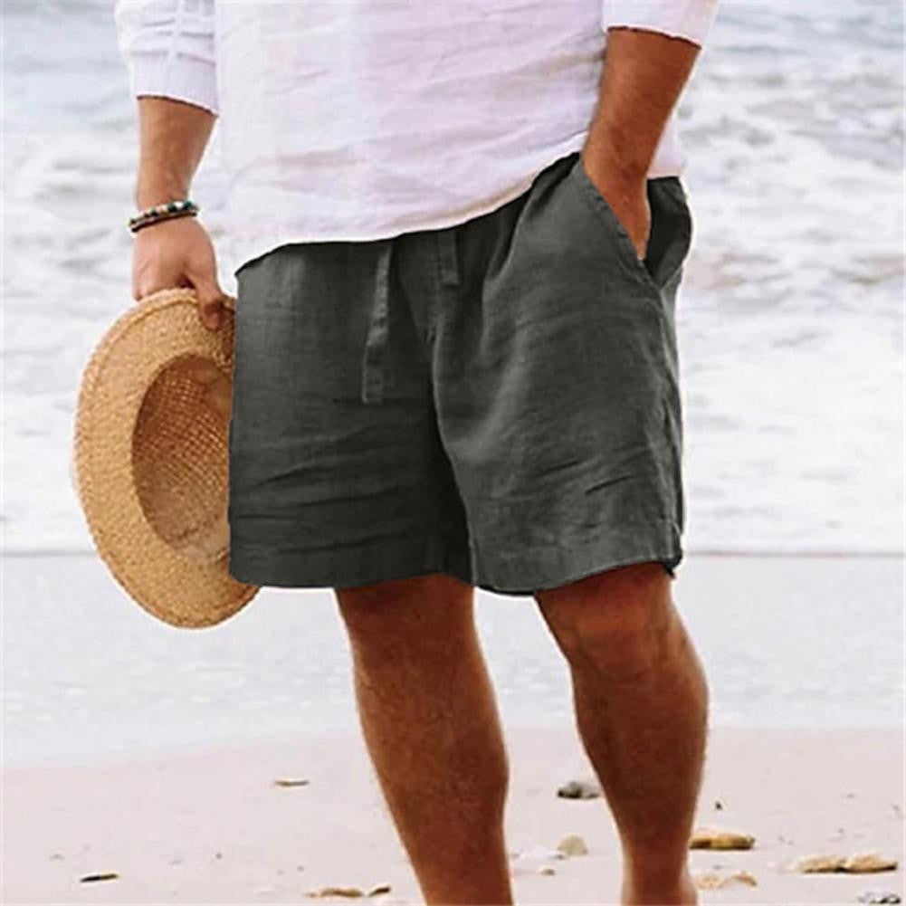 2024 New Men'S Cotton Linen Shorts Pants Male Summer Breathable Solid Color Linen Short Trousers Fitness Streetwear M-4xl