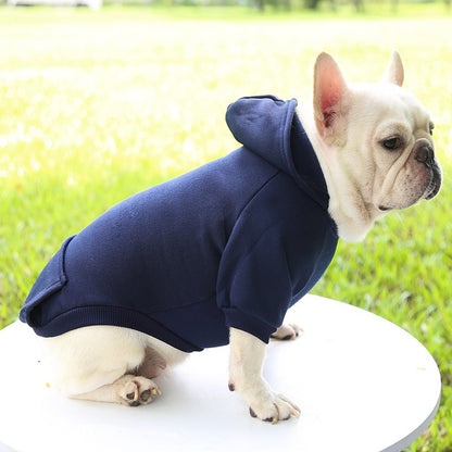 Roupas de Cachorro Fashion Outono e Inverno Roupas para Pequenos Pets Espessamento Quente Cor Sólida Moletom de Duas Pernas com Capuz Produtos Casuais para Pets