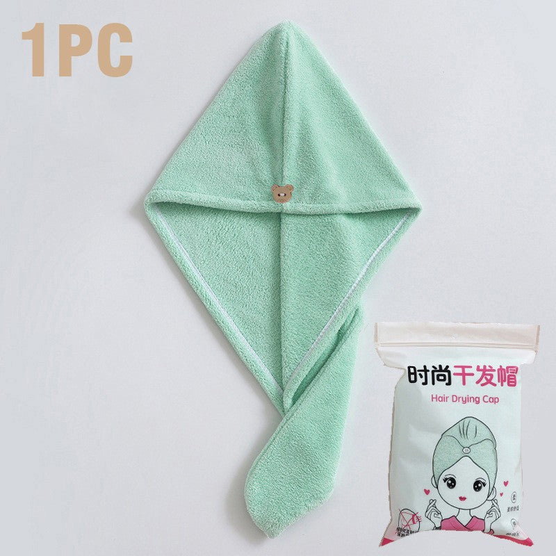 Care Cap with Button Microfiber Hair Towel Super Absorbent Hair Towel Wrap Fast Drying Hair Wraps Women Bathroom Accessories