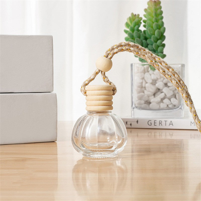 5PCS 8-12ml Empty Clear Glass Car Perfume Bottle Auto Air Freshener Car Decoration Pendant Essential Oil Diffuser Container