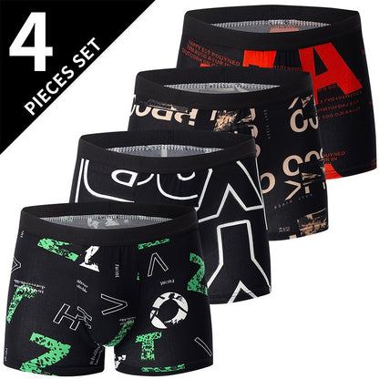 4/5/6/10 Piece Pack Men's Fashion Printed Pants with Various Combinations Plus Size Sports Comfortable Adolescent Boxer Pants