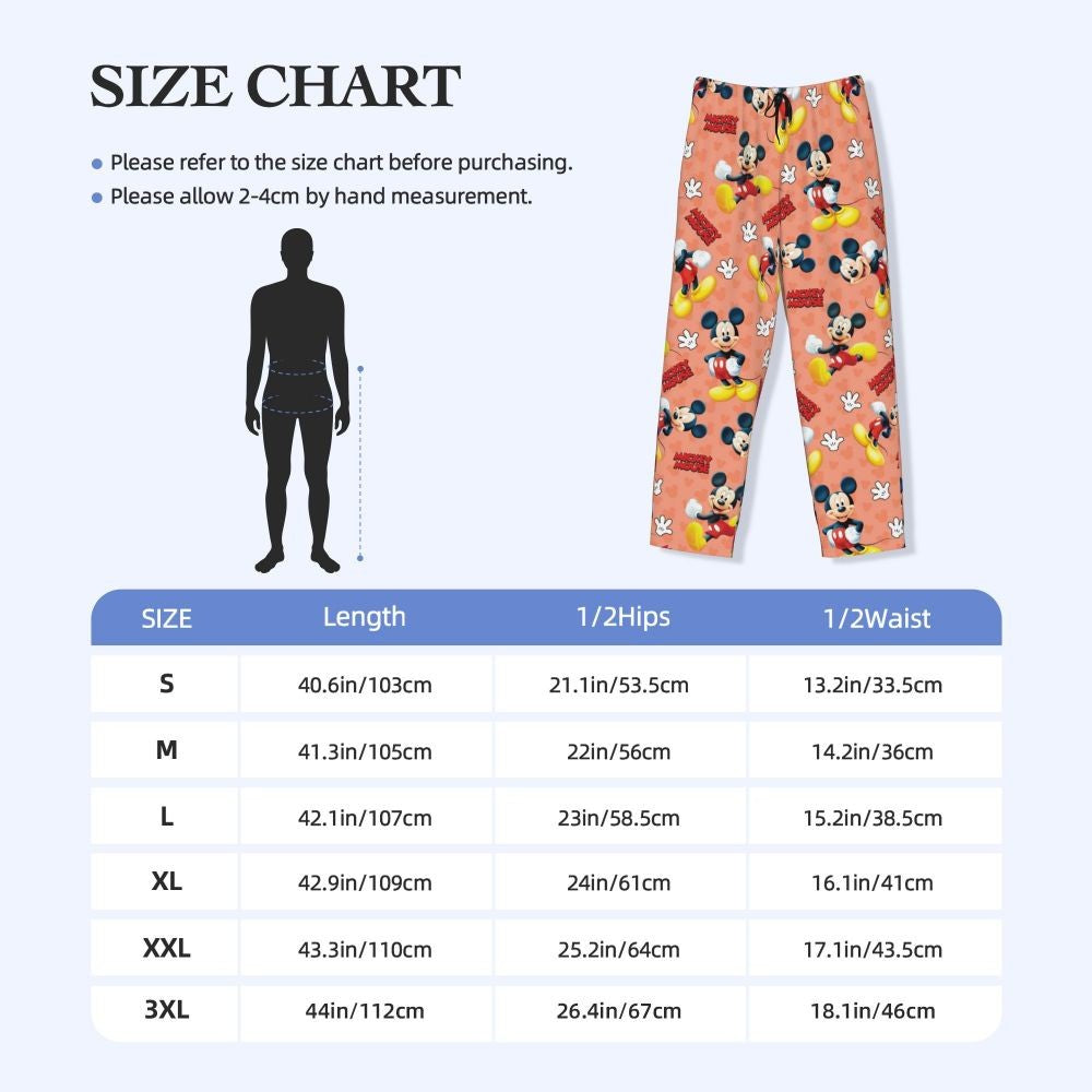 Custom Print Mickey Mouse Donald Duck Pajama Pants Men Sleep Sleepwear Bottoms with Pockets