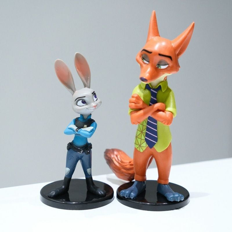 Zootopia Cute Cartoon Figures Young Nick Judy Desktop Ornament Doll Model Trendy Toy Computer Case Decoration Collectible Gift