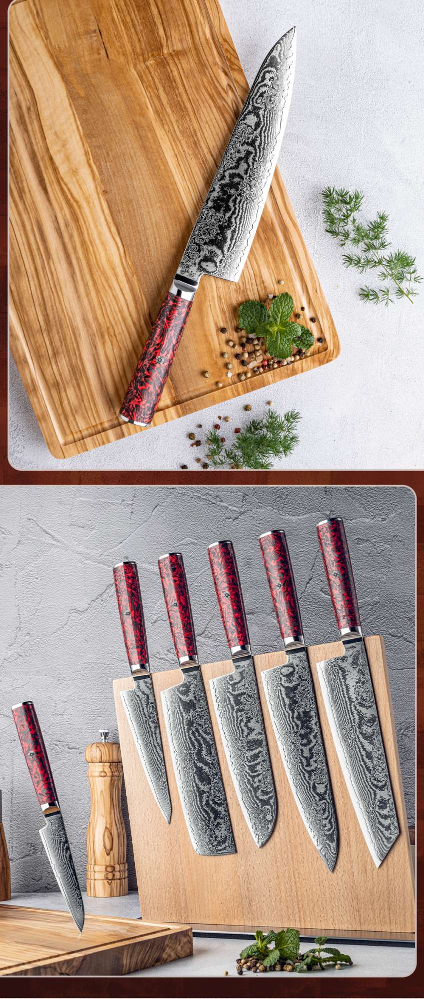 Grandsharp 1-6 Peças Conjunto de Facas de Cozinha 67 Camadas de Aço Damasco com Pó S35VN Faca Afiada de Chef Nakiri para Descascar Utensílios de Cozinha