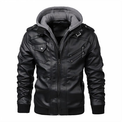 Motorcycle Leather Jackets Man Casual Fashion Motorcycle Coat Slim Fit Lapel PU Jackets Autumn Anti-wind Leather Coat Male
