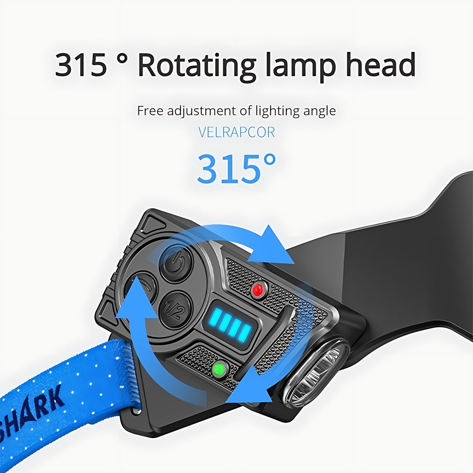 Wave Sensor Headlamp 2400mAh USB Charging Head Light 6 Modes with 315° Rotatable Side Lights For Fishing Outdoor Riding Camping