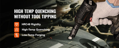 SucceBuy Jogo de Soquetes de Impacto 1/2" Aço Cr-V de 6 Pontas para Reparo Automotivo Marcações de Tamanho de Fácil Leitura Construção Robusta