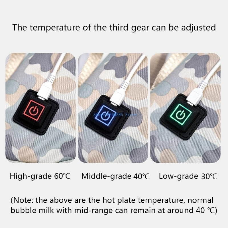 K9FF Adjustable Temperature Control Breast Milk Heater Bag Portable USB Baby Bottle Warmer 5V 2A Heating Travel Milk Warmer