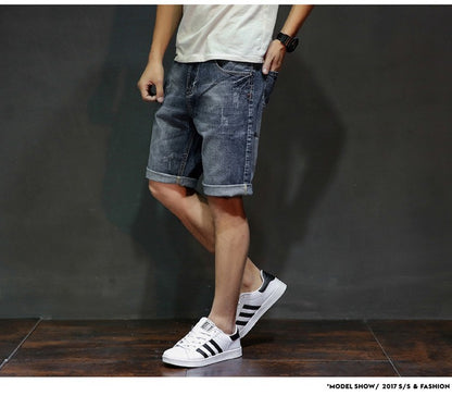 Men Gray Denim Shorts Jeans Pants Good Quality Men Cotton Knee Length Short Jeans New Summer Male Large Size Denim Shorts 42