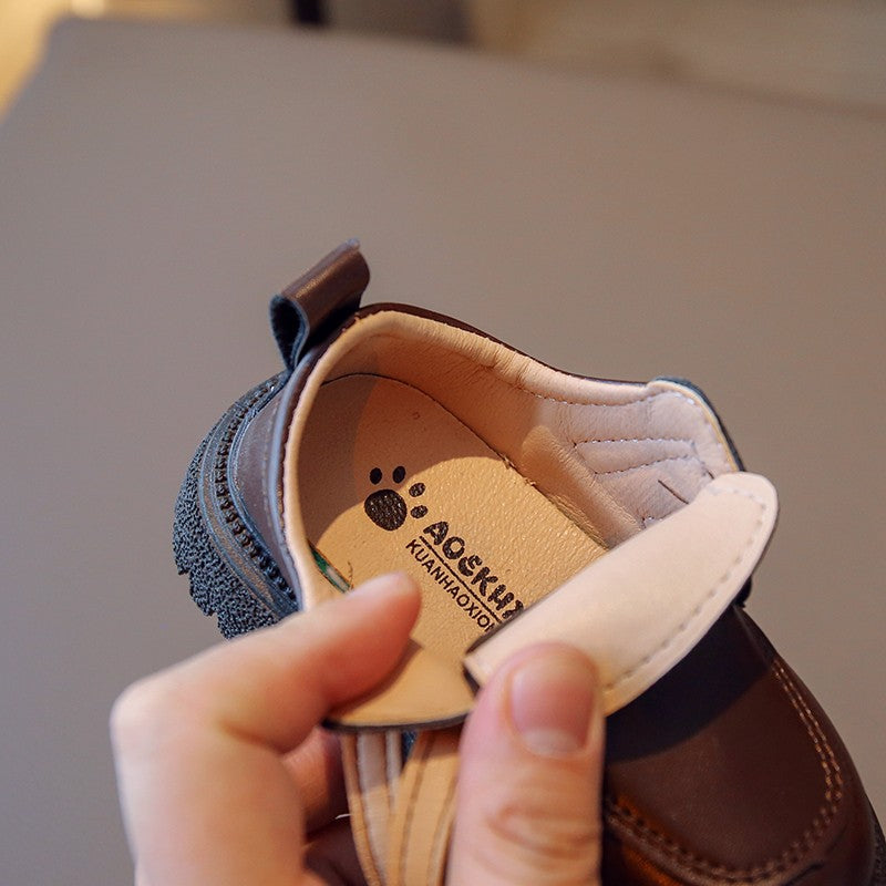 Kids Fall Leather Shoes Casual School Boys Girls Single Shoe Size 21-30 Toddler black brown round toe casual shoes for kids