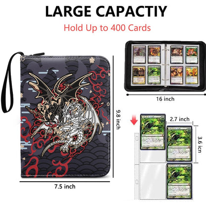 Fichário de cartas de Yu-Gi-Oh TCG - Yu-Gi-Oh Dragão Negro de Olhos Vermelhos, Álbum de 4 Bolsos para Cartas Colecionáveis de Trading Card Game