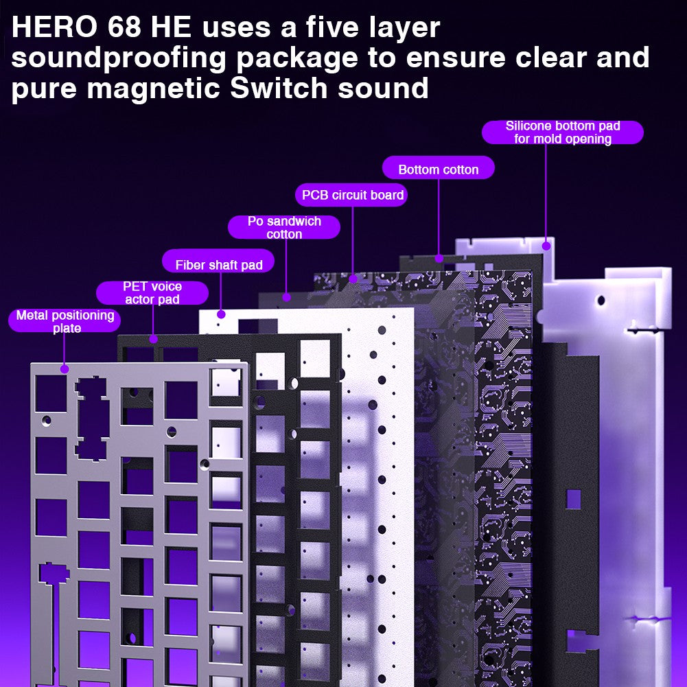 Teclado AULA HERO 68HE com Switch Magnético, Rapid Trigger, 8K de Retorno, Teclado Gamer de Esports, RGB com Fio
