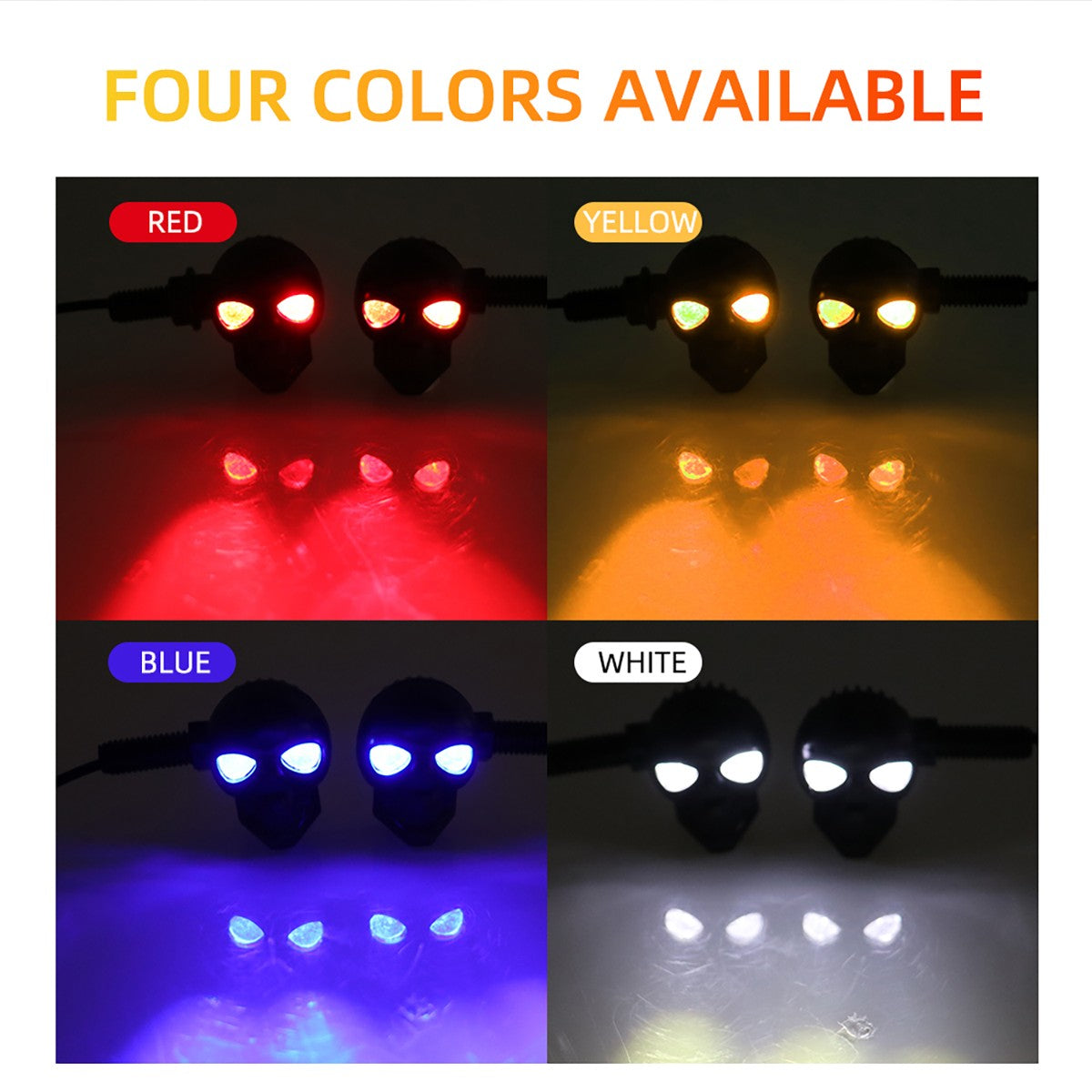 2x Mini Moto LED Luz de Seta Indicador de Seta em Formato de Caveira DRL Dianteiro Traseiro para Honda Yamaha Honda