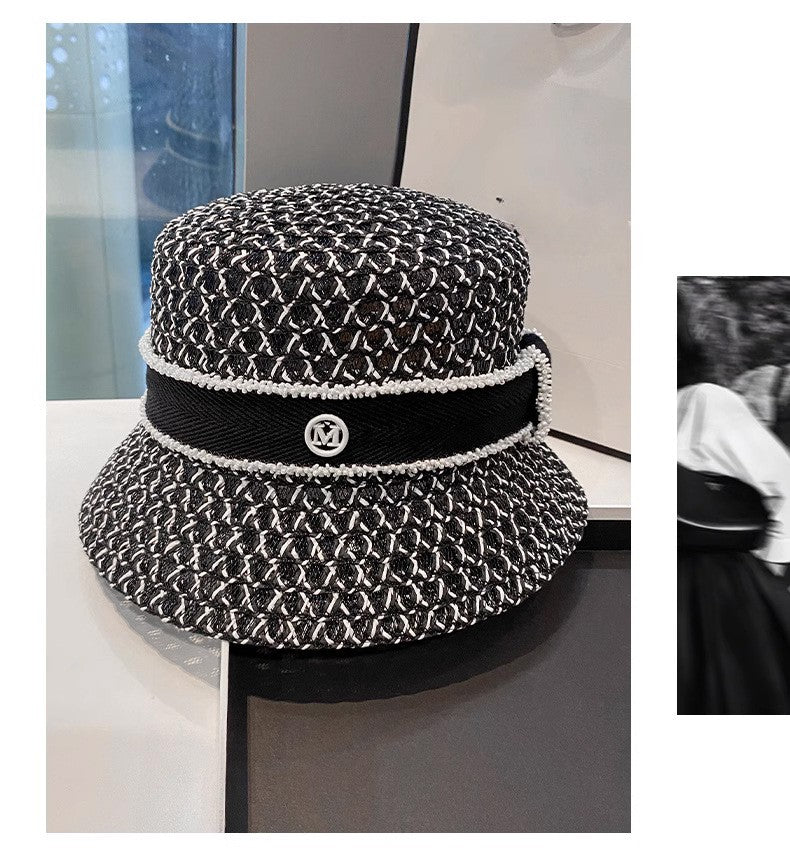 Chapéu de Pescador Vazado Respirável Coreano, Chapéu Tipo Bacia Personalizado, Chapéu Bucket Diamantado da Moda para Passeios de Verão Femininos