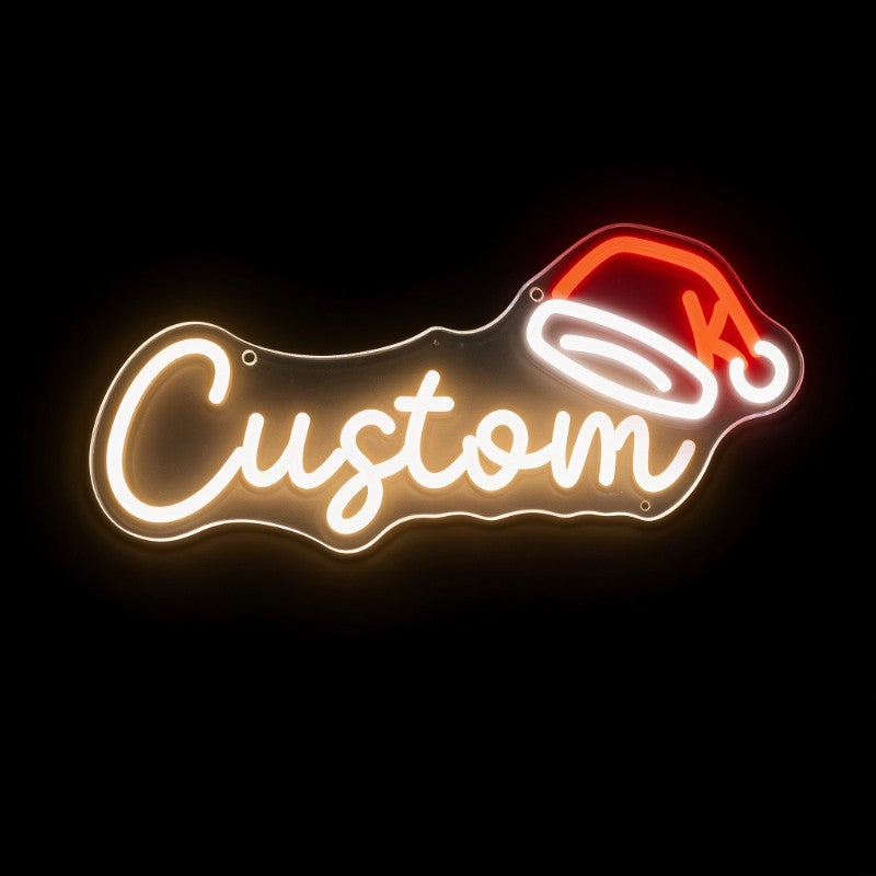 Custom Text and Santa Hat Neon Sign Creative LED Christmas Light Wall Decor Unique Xmas Gift for Home Party Holiday Decoration