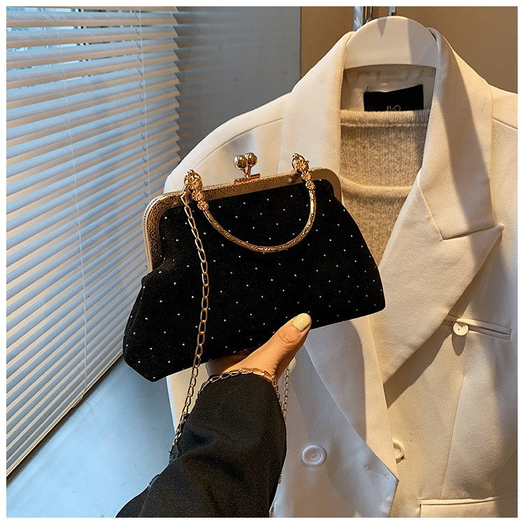 Luxury Design Women's Evening Clutch Purse Dinner Party Ladies Small Clip Shoulder Bag Handbags Retro Female Chain Crossbody Bag