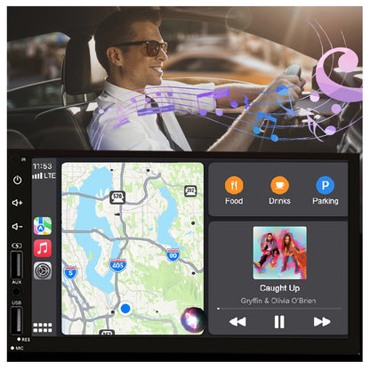 Leadfan 7 polegadas Tela Touchscreen Som Automotivo 2 Din CarPlay Android Auto Player de Vídeo para Carro com Câmera de Painel e Câmera de Ré BT FM 2USB