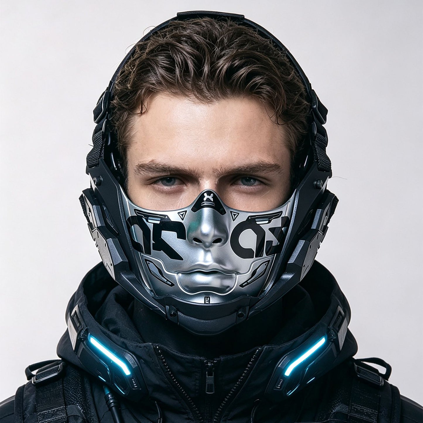 14 Color Two Sizes Cyberpunk Half Face Mask Halloween Cosplay Mask Adjustable Strap Breathable Comfort Party Costume Face Cover