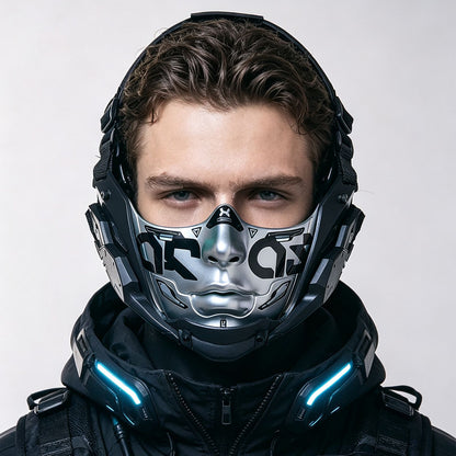 14 Color Two Sizes Cyberpunk Half Face Mask Halloween Cosplay Mask Adjustable Strap Breathable Comfort Party Costume Face Cover