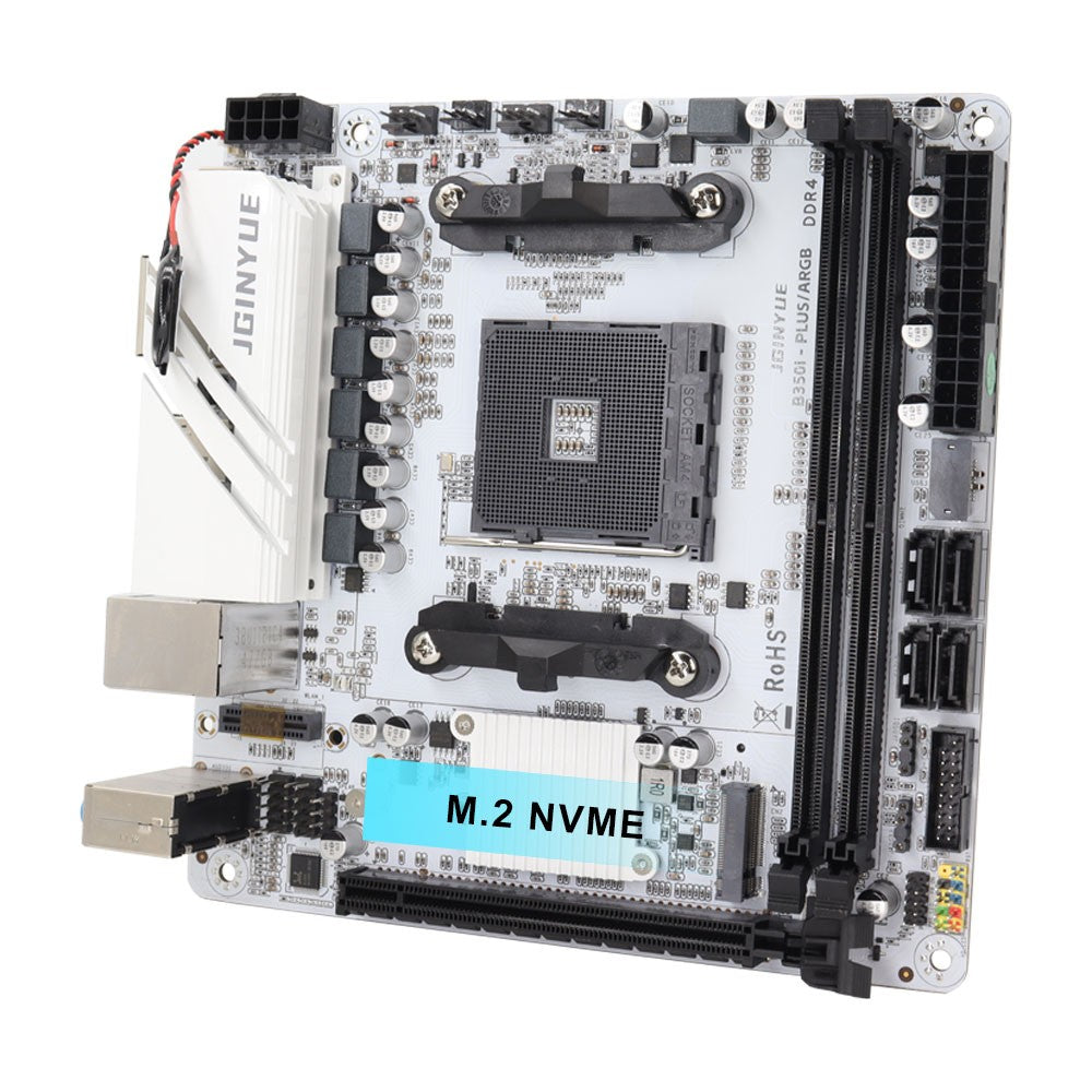 JGINYUE B350 Chip Placa-mãe MINI-ITX AM4 DDR4 para Desktop Gaming AMD Placa-mãe B350I-PLUS ARGB Sata NVME