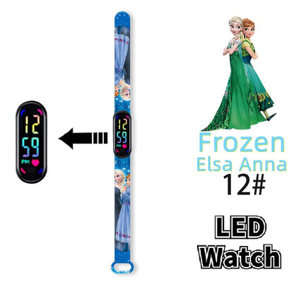 Disney Frozen Digital Kids' Watches Anime Figures LED Luminous Watch Touch Waterproof Electronic Sports Watch Kids Birthday Gift