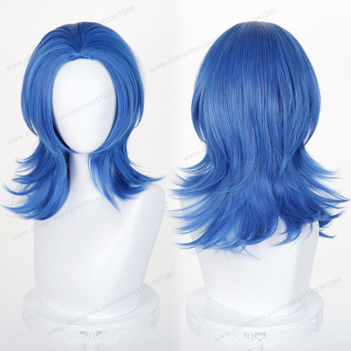 Anime 45cm Universal Cosplay Wig with Enlarged Scalp Free Parting Black White Yellow Man Women Heat Resistant Synthetic Hair