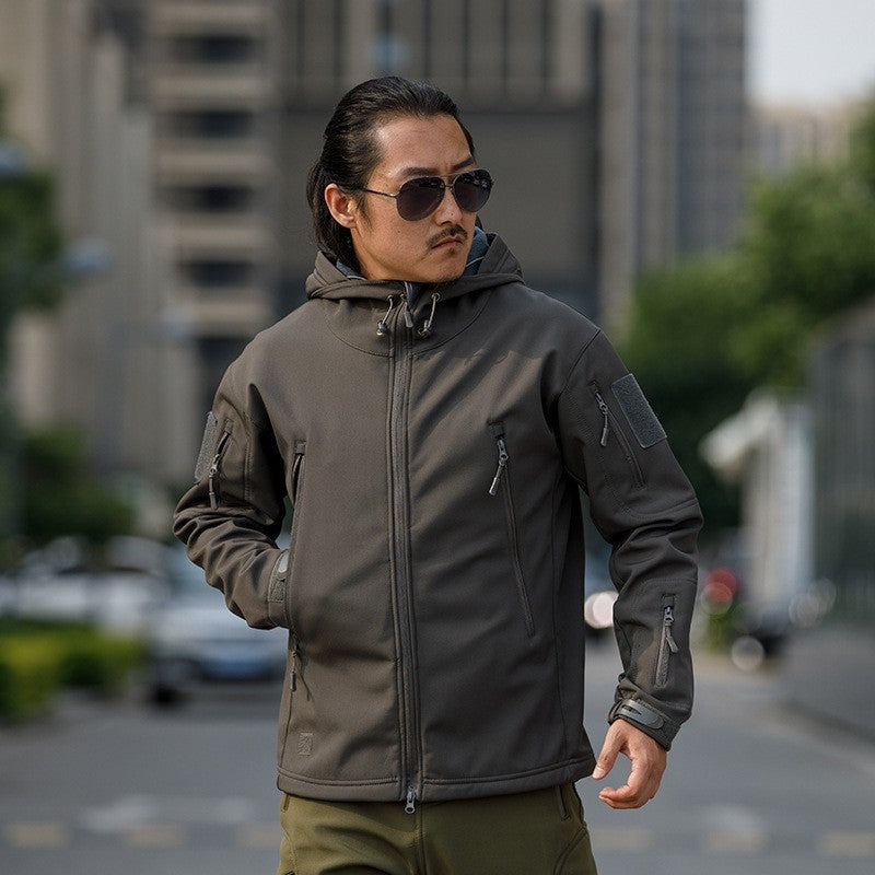 Sharkskin Soft-shell Hard Shell Camouflage Jacket Fleece Thick Tactical Suit Hooded Coat Manufacturers Handsome Outdoor Jacket
