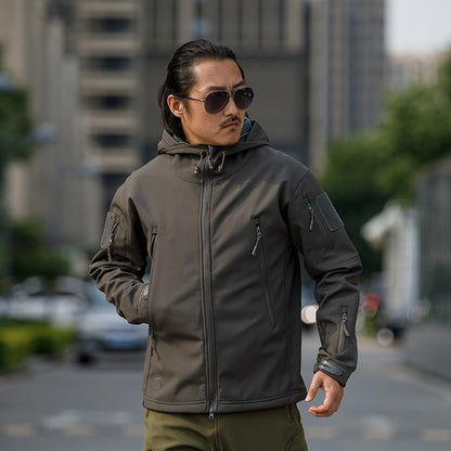 Sharkskin Soft-shell Hard Shell Camouflage Jacket Fleece Thick Tactical Suit Hooded Coat Manufacturers Handsome Outdoor Jacket
