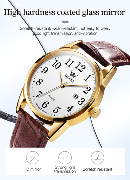 OLEVS Top Brand Quartz Watch For Women 50M Waterproof GMT  Watches Women's Sports Leather Strap Men Wristwtach Ultrathin