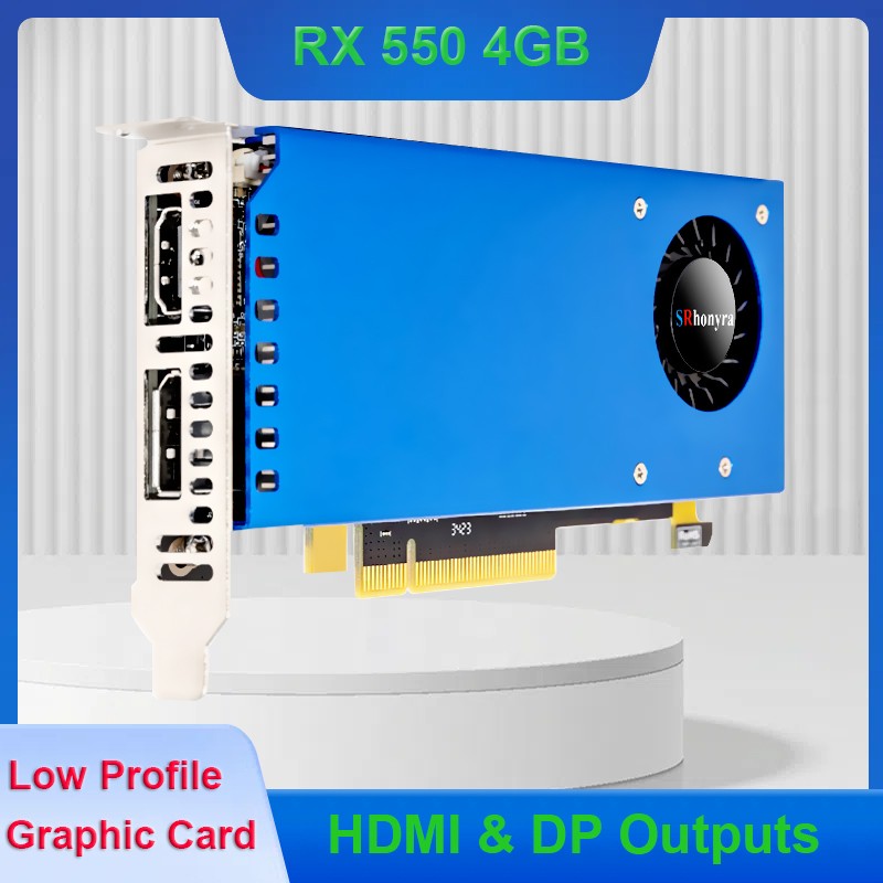 SRhonyra RX550 4GB GDDR5 128bit Low Profile Graphics Card,HDMI+DP Output,PCIe 3.0, 4/8K Desktop GPU for Office/Light Gaming