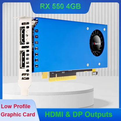 SRhonyra RX550 4GB GDDR5 128bit Low Profile Graphics Card,HDMI+DP Output,PCIe 3.0, 4/8K Desktop GPU for Office/Light Gaming