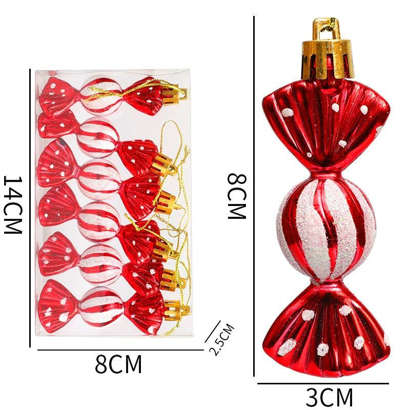 6PCS/Box DIY Christmas Tree Decoration Pendant Electroplating Candy Xmas Ball Window Door Hanging Ball 2025 Happy New Year