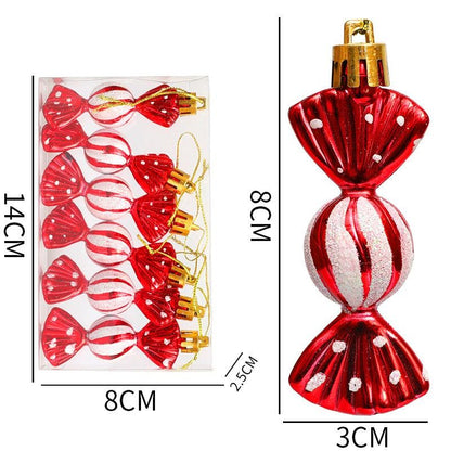 6PCS/Box DIY Christmas Tree Decoration Pendant Electroplating Candy Xmas Ball Window Door Hanging Ball 2025 Happy New Year