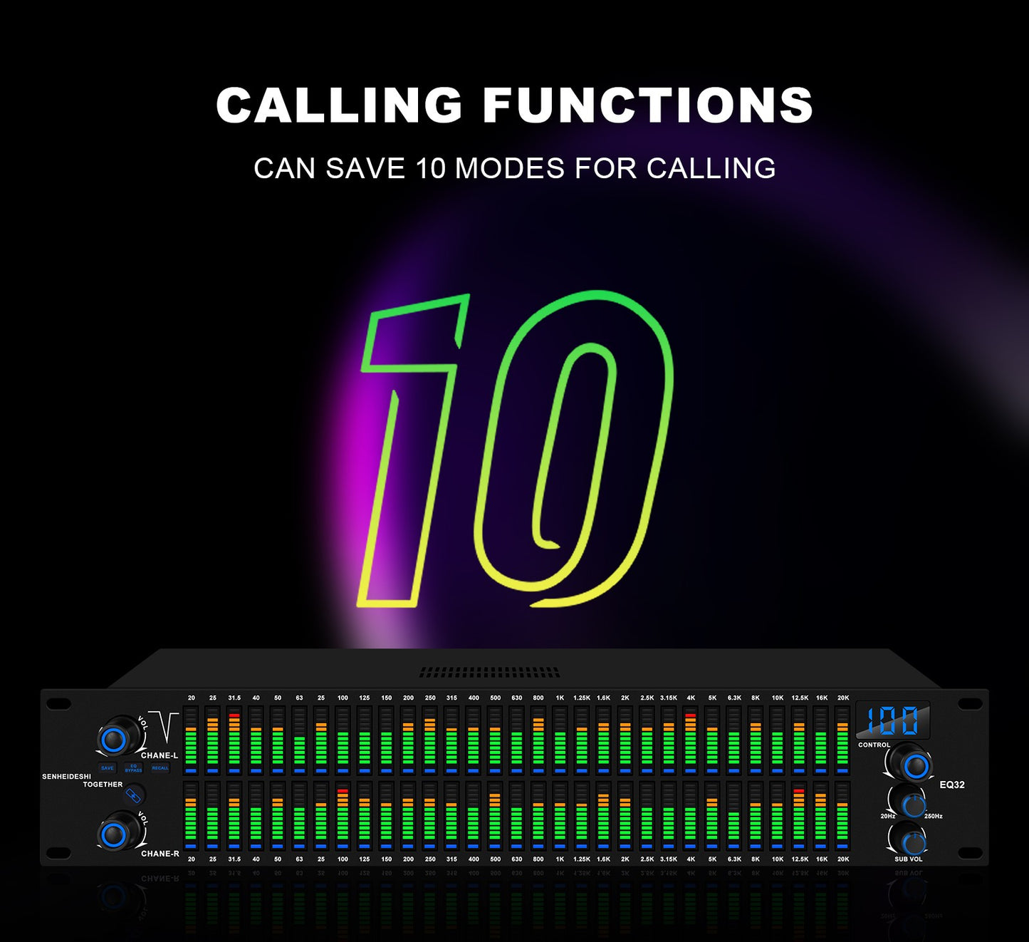 EQ31SUB Digital Equalizer 31 Stage Tuner Professional Stage Performance Noise Reduction Audio Processing