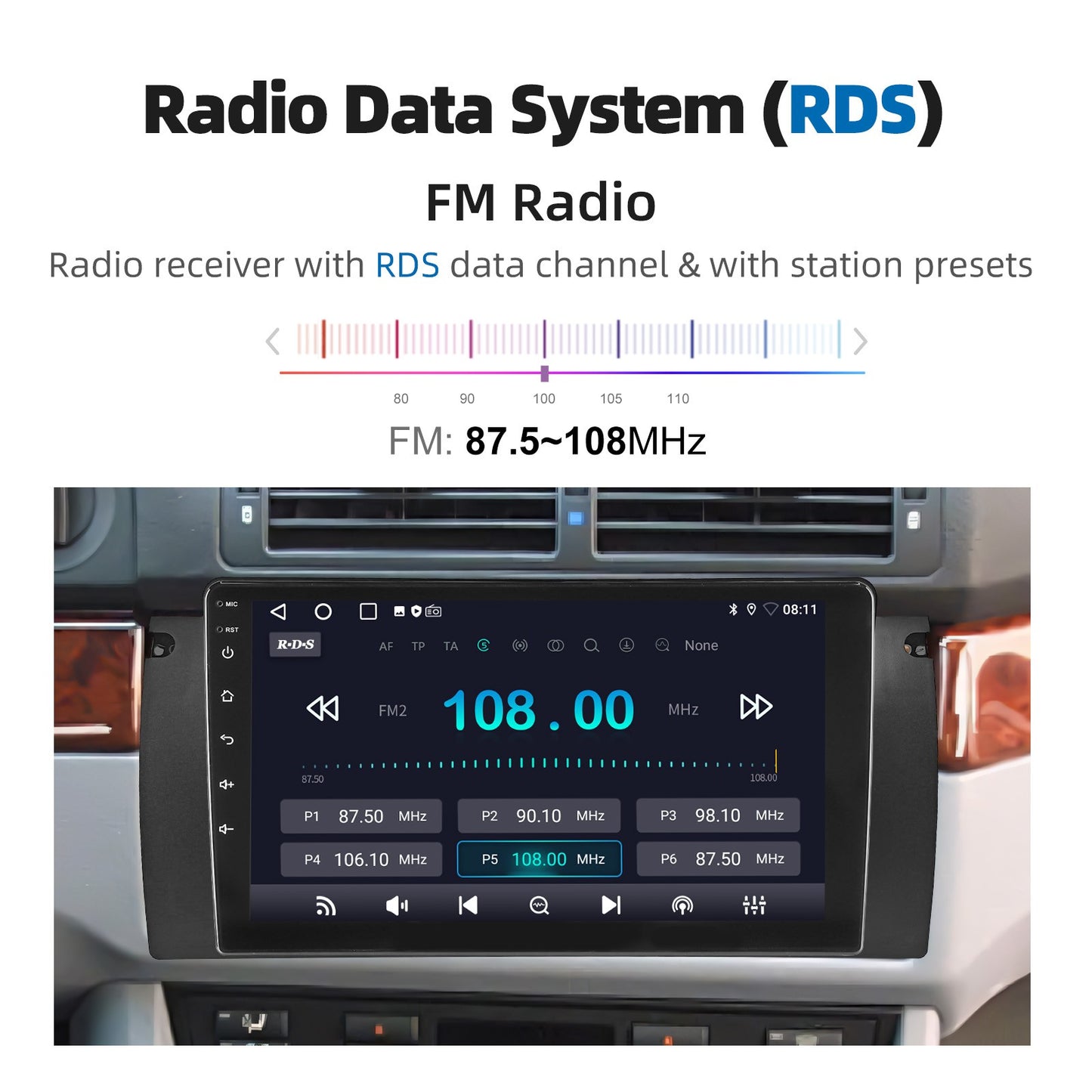 4+64GB For BMW E38 E39 E53 X5 Apple Carplay 9" Android 15.0 Car Stereo Radio Touch Screen GPS Navigation WiFi SWC BT FM+DVR&CAM