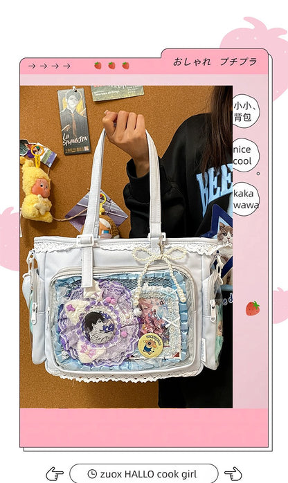 New Japanese Style Transparent Crossbody Bag Cute Candy Color Commuting Shoulder Bag for Girls Simple and Casual Texture Ita Bag
