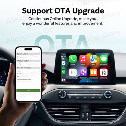 Adaptador OTTOCAST Mini Slim Cube sem fio para CarPlay e Android Auto, 2 em 1, USB, acessórios inteligentes para carro VW Haval Audi Kia Porsche Lexus