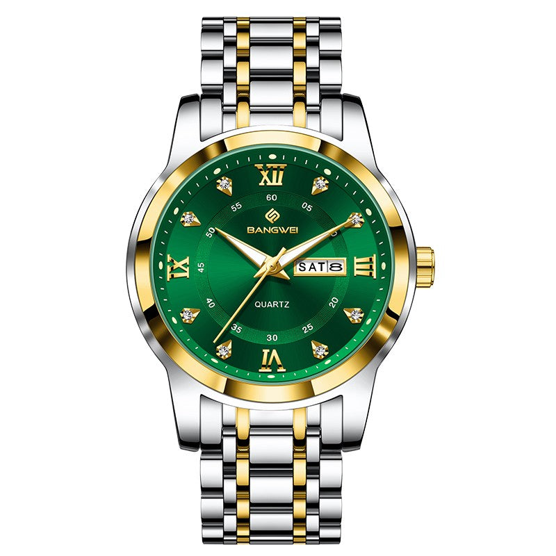 LIGE Brand BANGWEI Quartz Man Watch Fashion Stainless Steel Band Business Luxury Diamond Waterproof Calendar Watches for Men+Box
