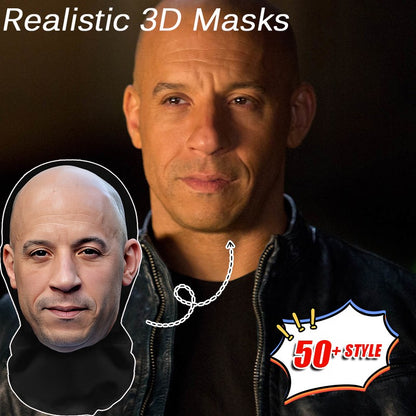 Fashion Mask for 2026 Halloween Cosplay Headwear Hip Hop Hood Hat Headgear 3D Celebrity Face Mask Elastic Mesh