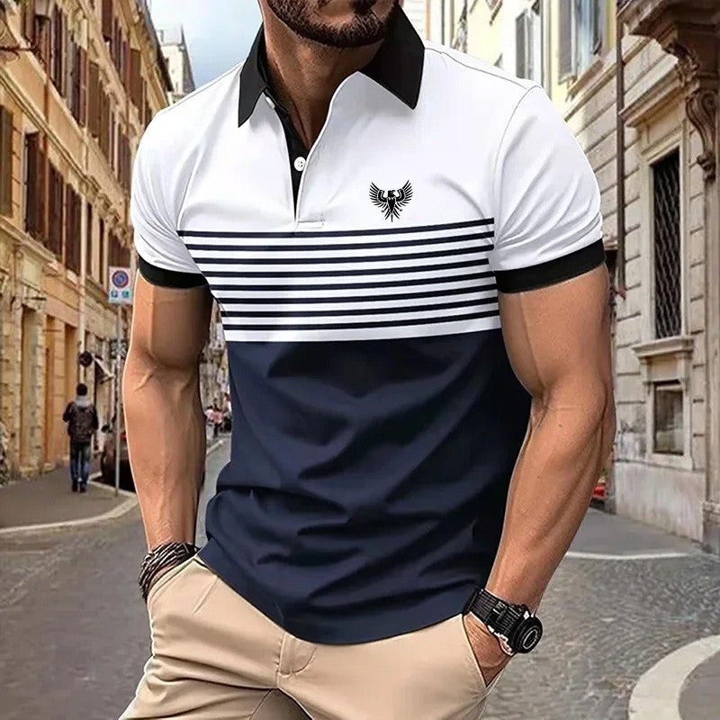 Men's Striped Polo Shirts Golf Shirt Short Sleeve Polo Shirts Collared Shirts Business Casual WorkWear Formal Wear Buttons