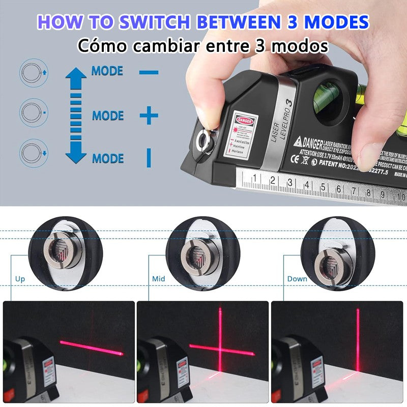 Ferramenta Niveladora a Laser, Nível a Laser Multiuso de Precisão com Tripé Opcional, Linha Transversal Padrão Ajustável a Laser 2,5m/8 pés