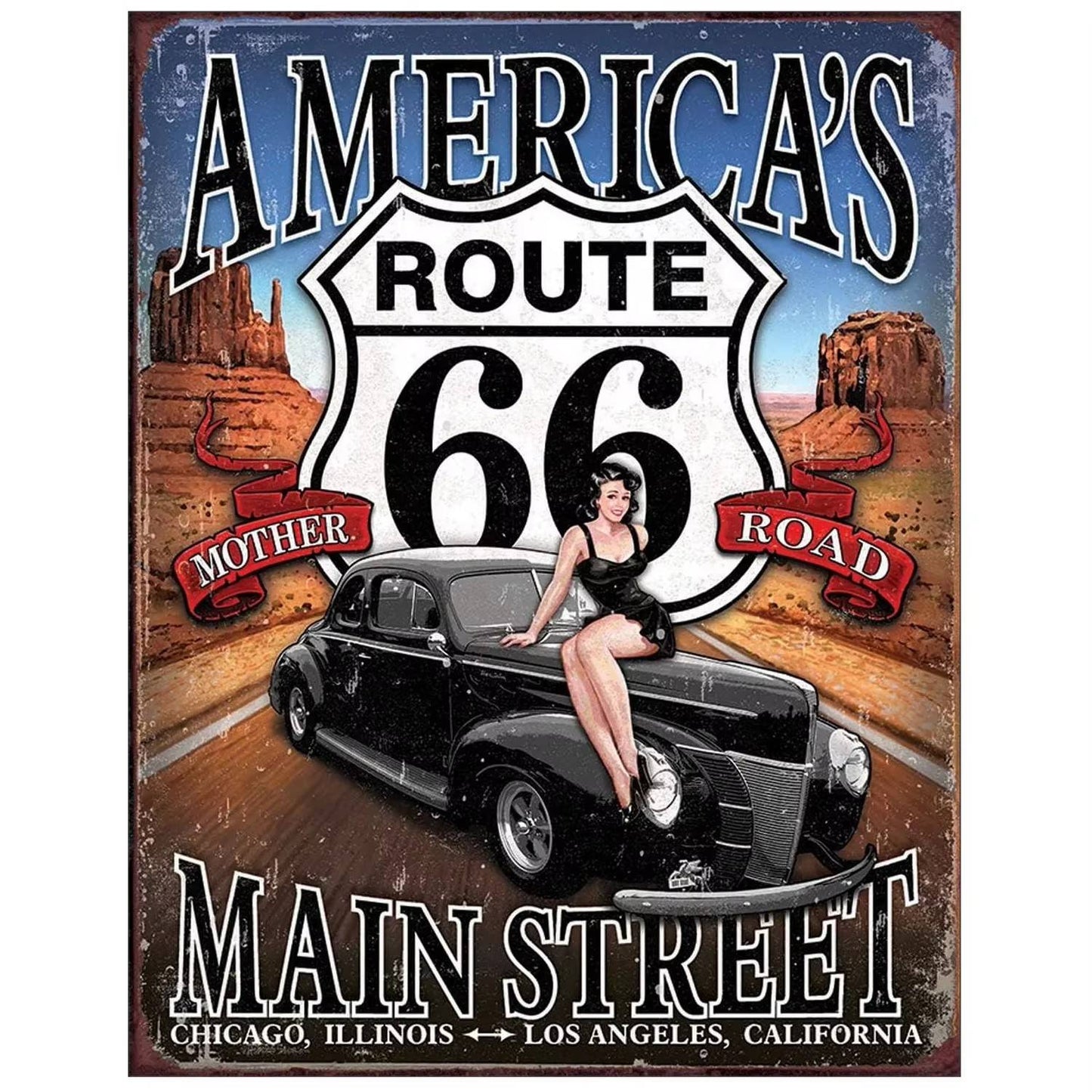 A retro Route 66 neon aluminum sign interesting Route 66 aluminum poster bar decoration restaurant decoration street decoration