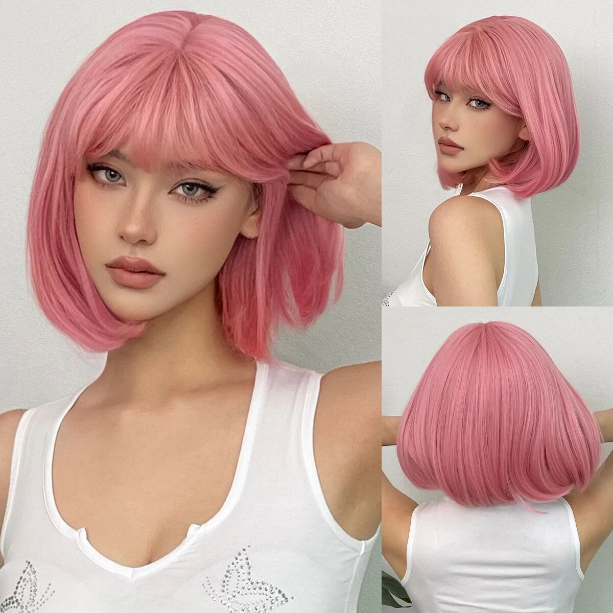 Nova peruca sintética de cabelo curto dourado claro para festa de Halloween, cosplay, uso diário, acessório de cabelo de alta temperatura